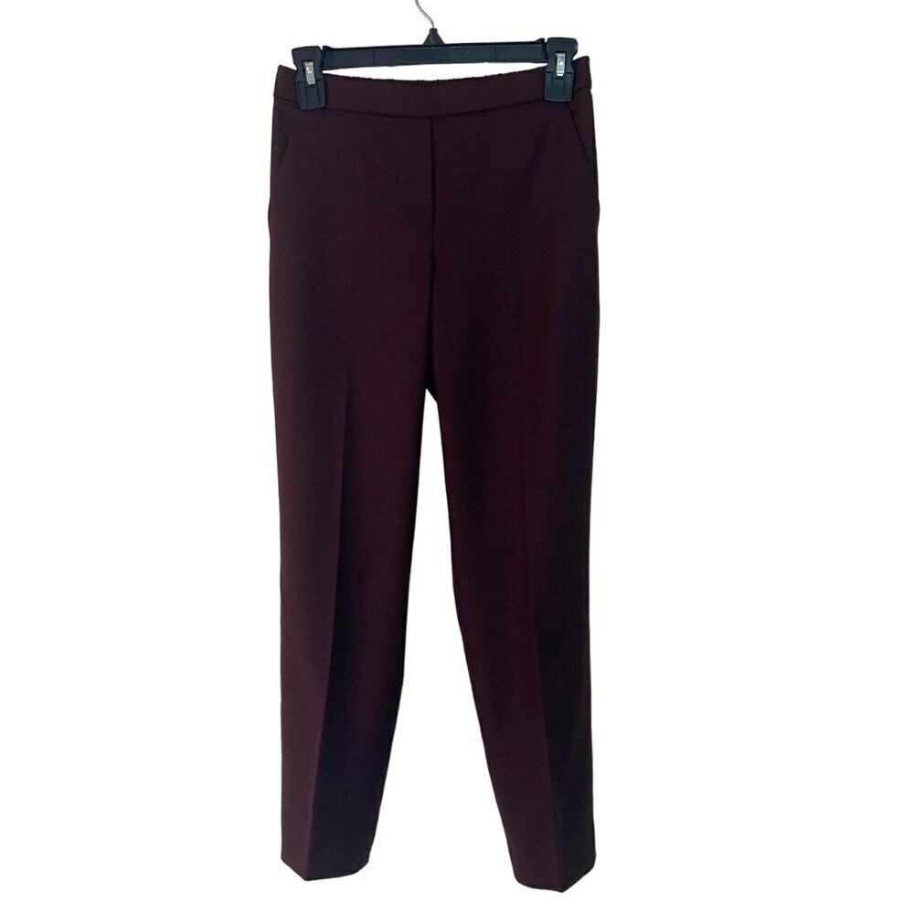 Theory Womens Pants Size 00 Burgundy Sleek Flannel Slim Fit Mid Rise Cropped